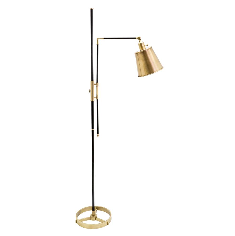 House Of Troy 65'' Morgan Adjustable Floor Lamp in Black with Antique Brass