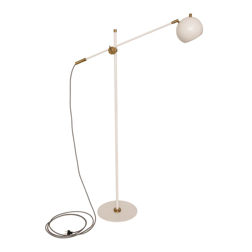 House Of Troy Orwell LED Counterbalance Floor Lamp in White with Weathered Brass Accents
