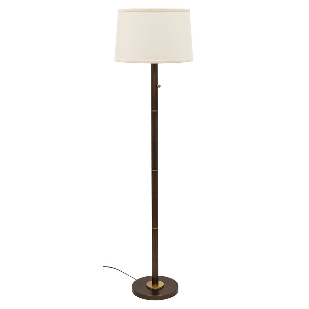 House Of Troy Rupert three way floor lamp in chestnut bronze with weathered brass accents
