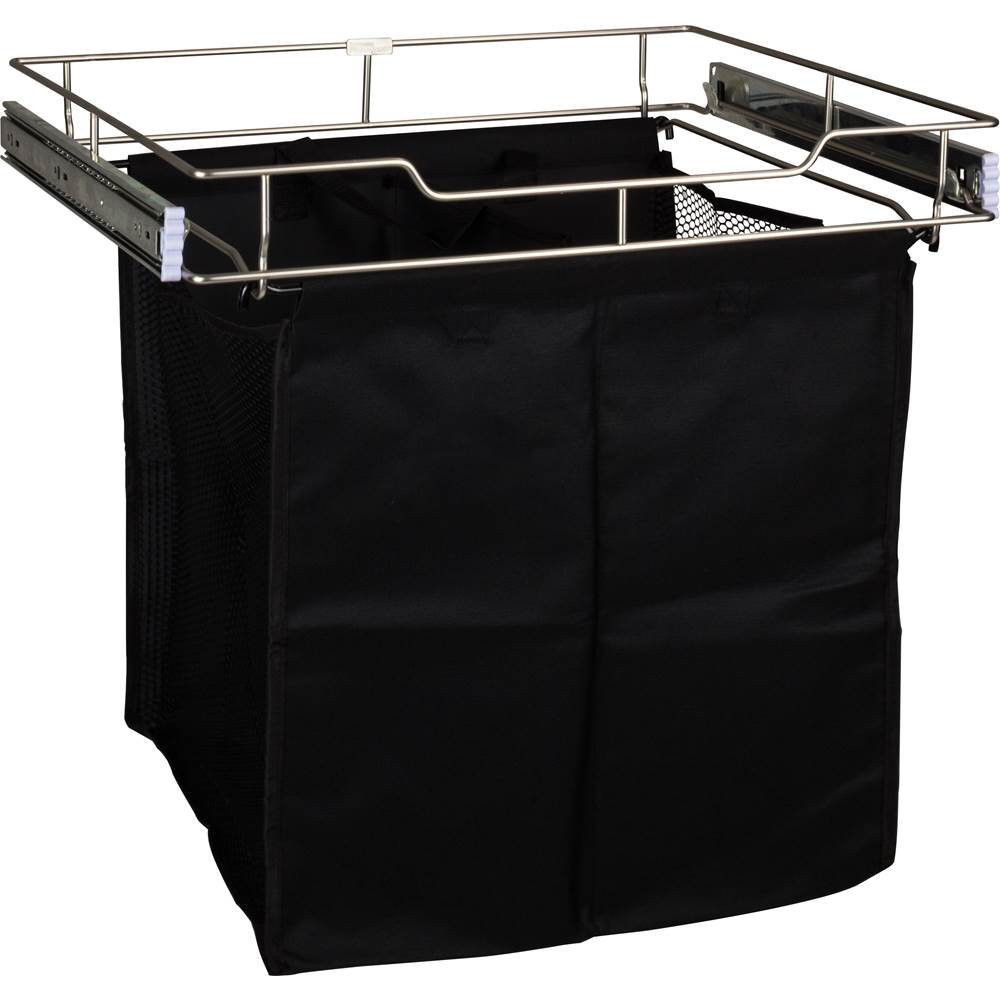 Hardware Resources Dark Bronze 18'' Deep Pullout Canvas Hamper with Removable Laundry Bag