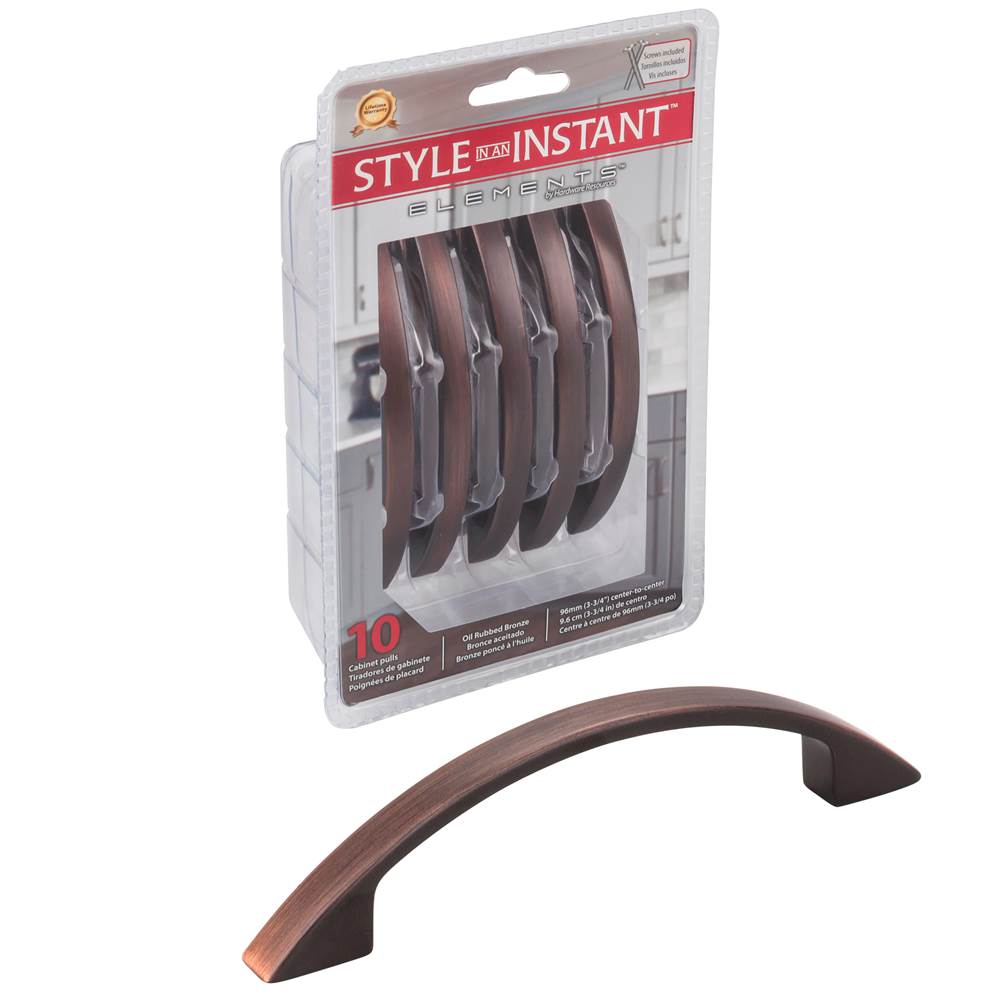 Hardware Resources 96 mm Center-to-Center Brushed Oil Rubbed Bronze Arched Somerset Retail Packaged Cabinet Pull