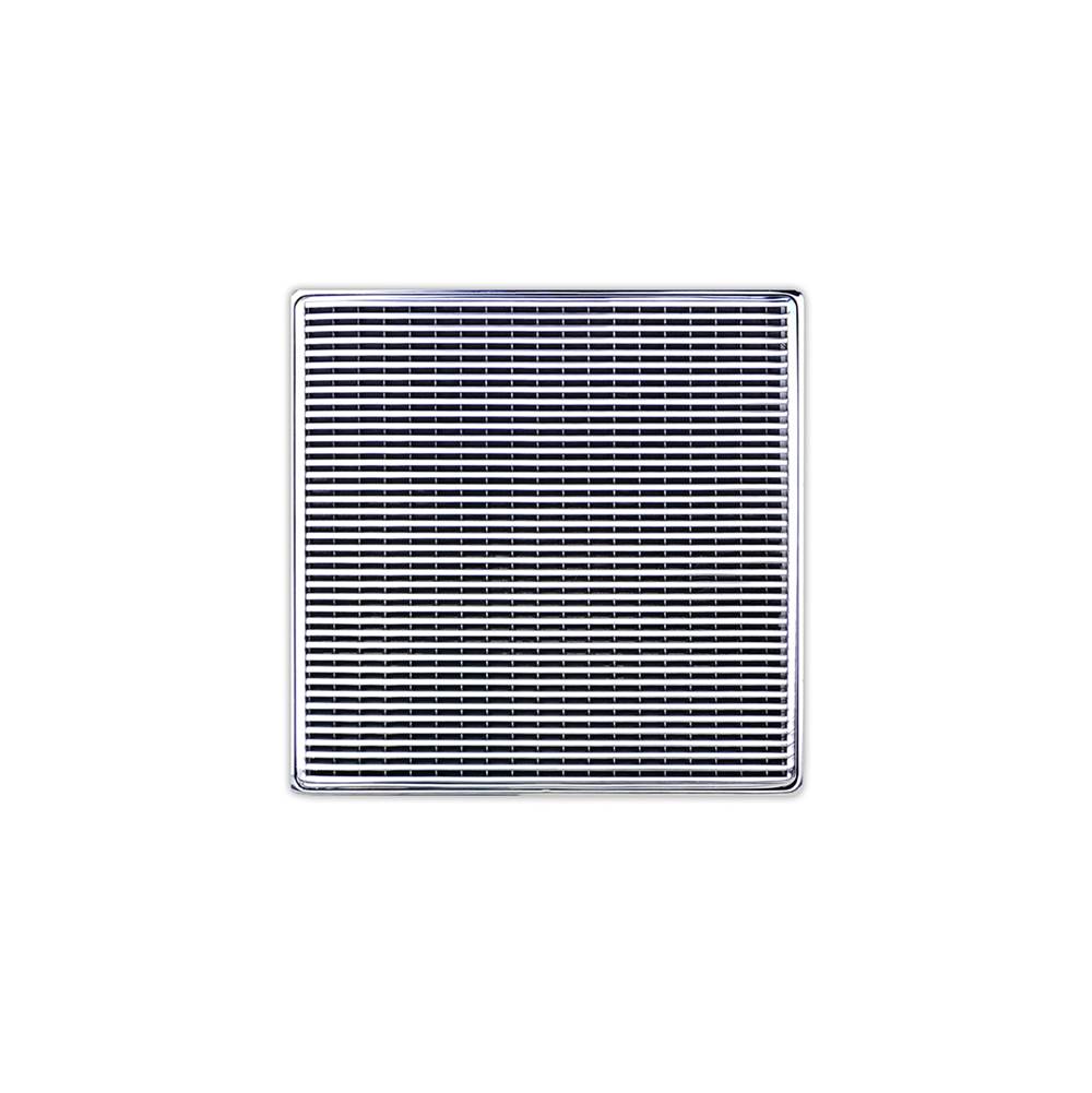 Infinity Drain 5'' x 5'' Strainer with Wedge Wire Pattern Decorative Plate and 2'' Throat in Polished Stainless for WD 5