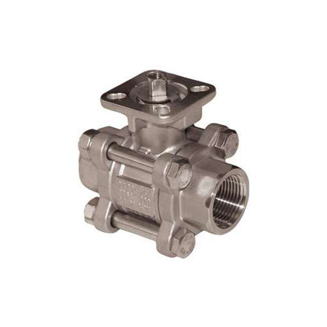 Jomar International LTD Stainless Steel, 3 Piece 4 Bolt, Full Port, Threaded Connection, 1000 Wog With Iso Mounting Pad 1''