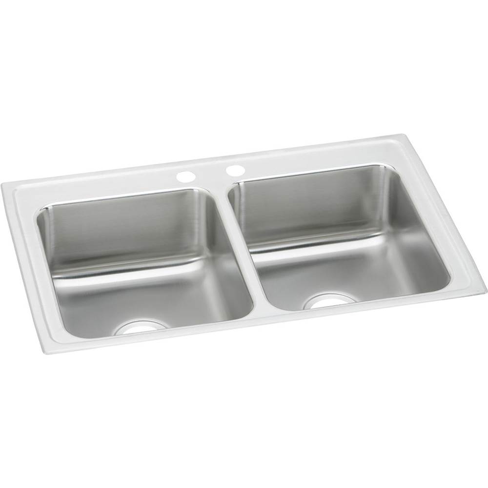Just Manufacturing Stainless Steel 33'' x 21-1/4'' x 7-7/8'' 2-Hole Equal Double Bowl Drop-in Sink