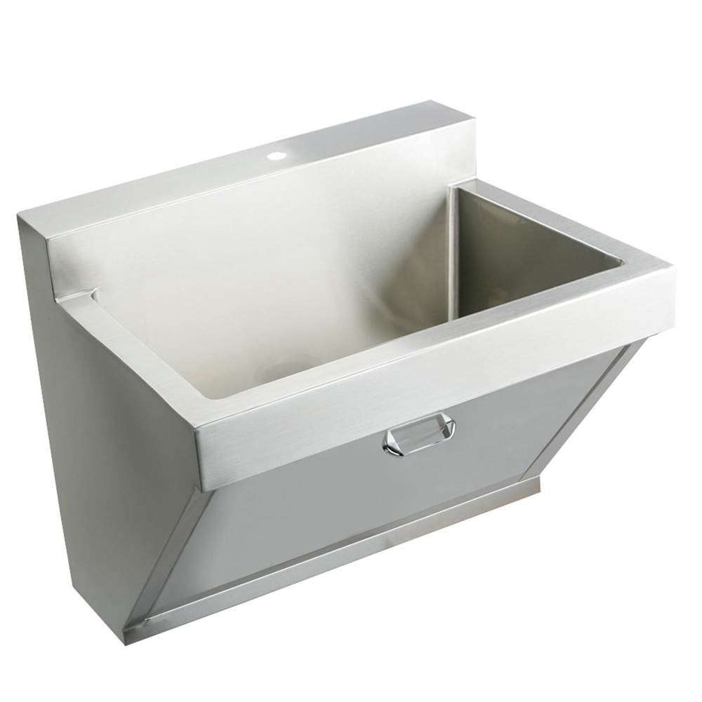 Just Manufacturing Stainless Steel 30'' x 23'' x 11'' Wall Hung Single Bowl 1-Hole Surgeon Scrub Sink