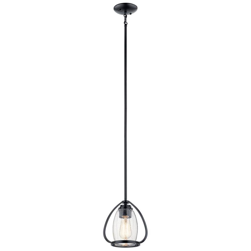 Kichler Lighting Tuscany 8.75'' 1 Light Mini Pendant with Clear Seeded Glass Black