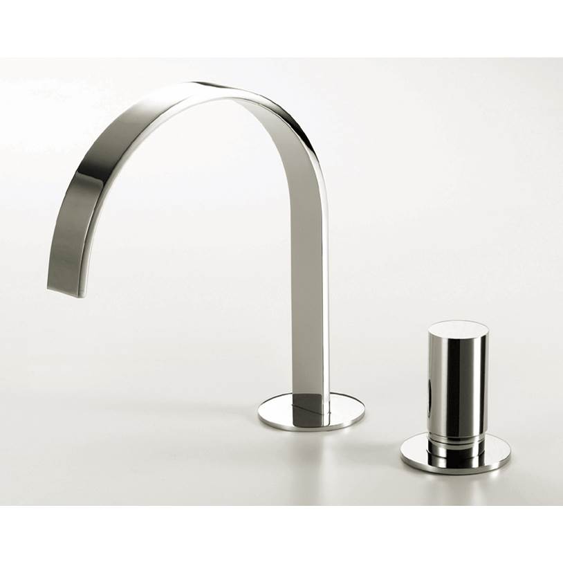 Lacava Deck-mount two-hole faucet with an arch spout, knob handle, drain not included. Water flow rate: 3.7 gpm at 60 psi.