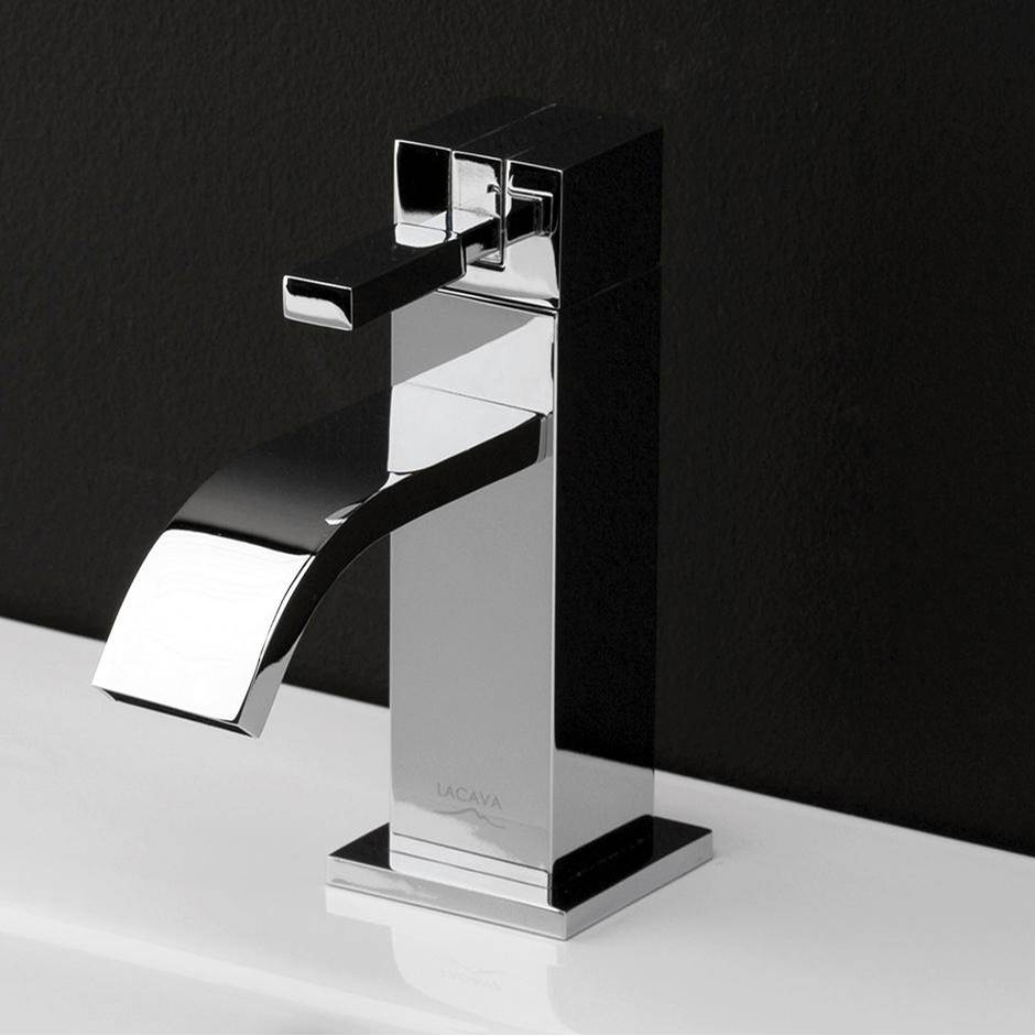 Lacava Deck-mount single-hole faucet featuring natural water flow with pop-up. ADA compliant. Water flow rate: 1 gpm pressure compensating regulator.