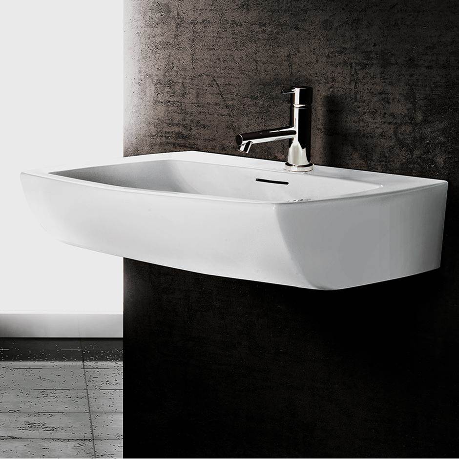 Lacava Wall-mount or above-counter porcelain Bathroom Sink with an overflow and one faucet hole. Unfinished back .26 1/4''W, 19 1/4''D, 6''H