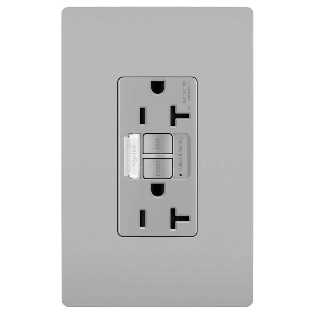 Legrand radiant 20A Tamper-Resistant Self-Test GFCI Outlet with Night Light, Gray