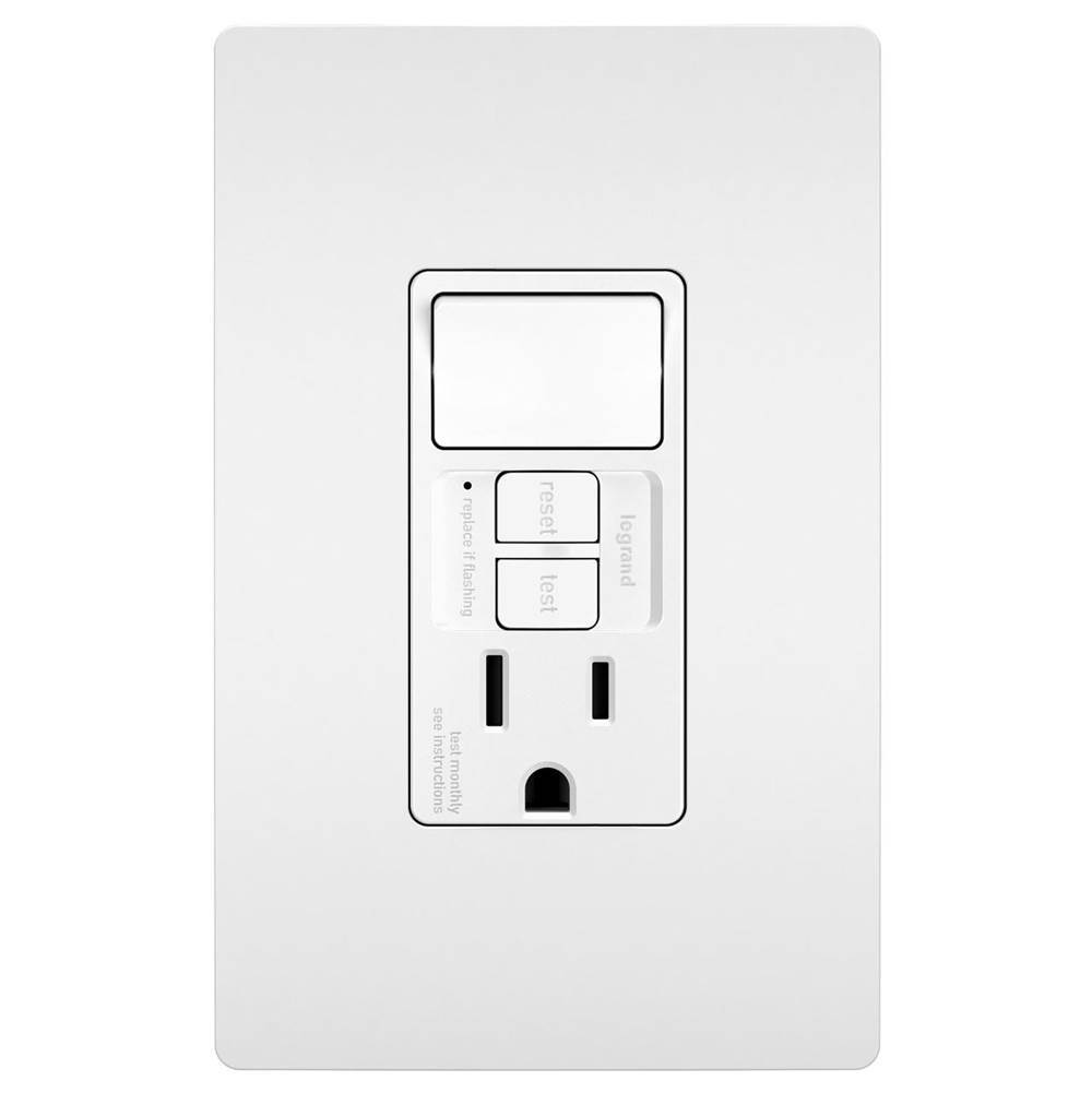 Legrand radiant Single-Pole Switch with Tamper-Resistant Self-Test GFCI Outlet, White