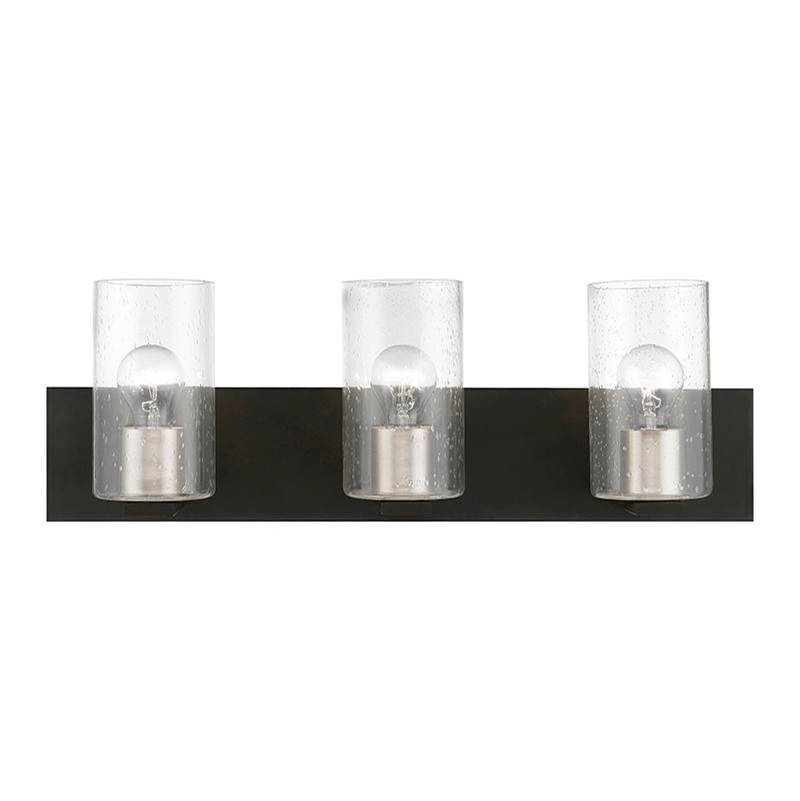 Livex 3 Light Black with Brushed Nickel Accents Vanity Sconce