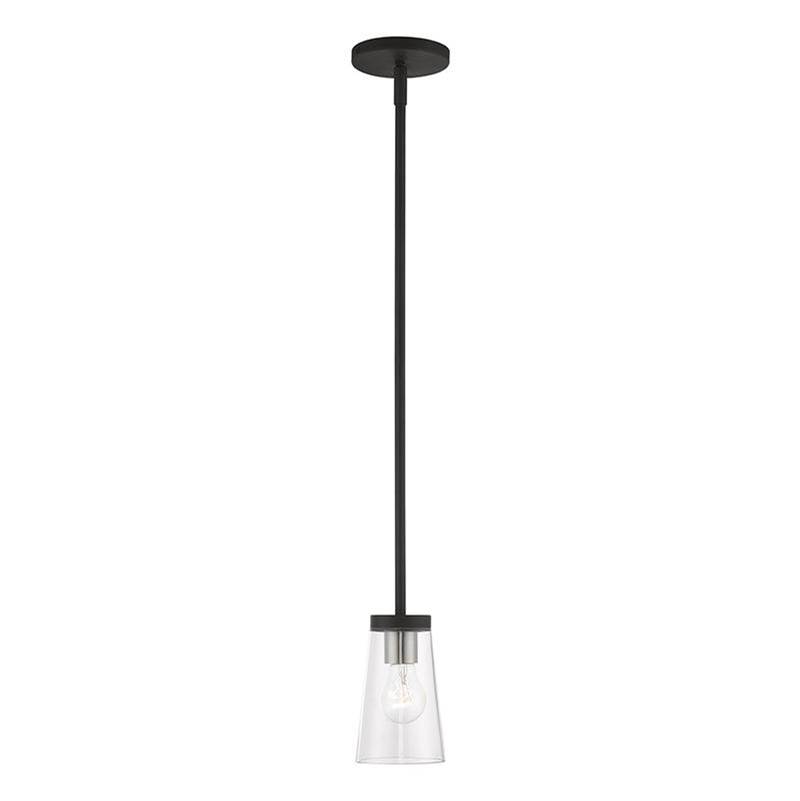 Livex 1 Light Black with Brushed Nickel Accents Mini Pendant