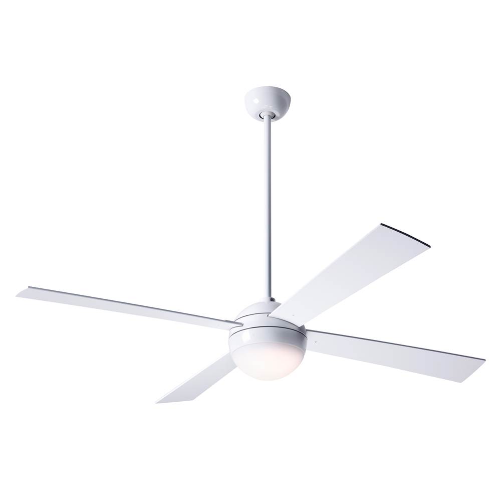 Modern Fan Company Ball Fan; Gloss White Finish; 52'' White Blades; 20W LED; Fan Speed and Light Control (3-wire)