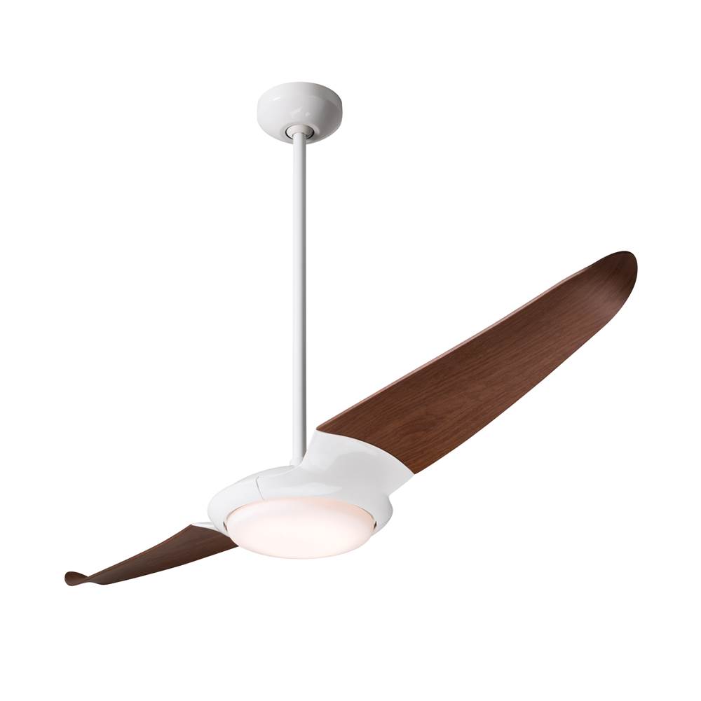 Modern Fan Company IC/Air (2 Blade ) Fan; Gloss White Finish; 56'' Mahogany Blades; 20W LED; Wall/Remote Combo Control