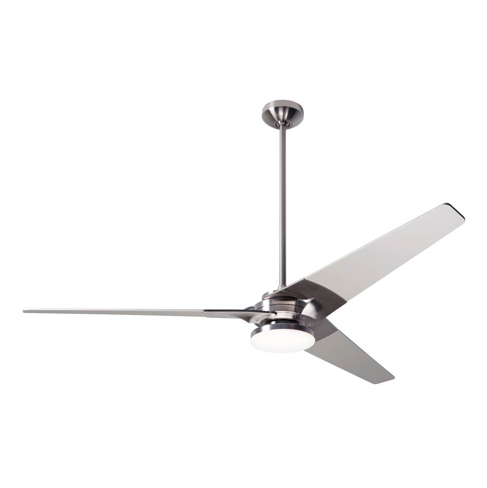 Modern Fan Company Torsion Fan; Bright Nickel Finish; 62'' Nickel Blades; 20W LED; Wall Control with Remote Handset (2-wire)