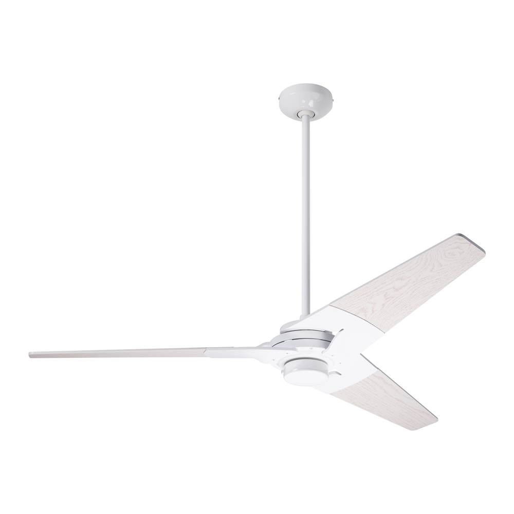 Modern Fan Company Torsion Fan; Gloss White Finish; 52'' Whitewash Blades; No Light; Handheld Remote Control (2-wire)
