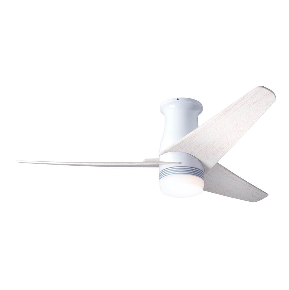 Modern Fan Company Velo Flush DC Fan; Gloss White Finish; 48'' Whitewash Blades; 17W LED; Wall/Remote Combo Control