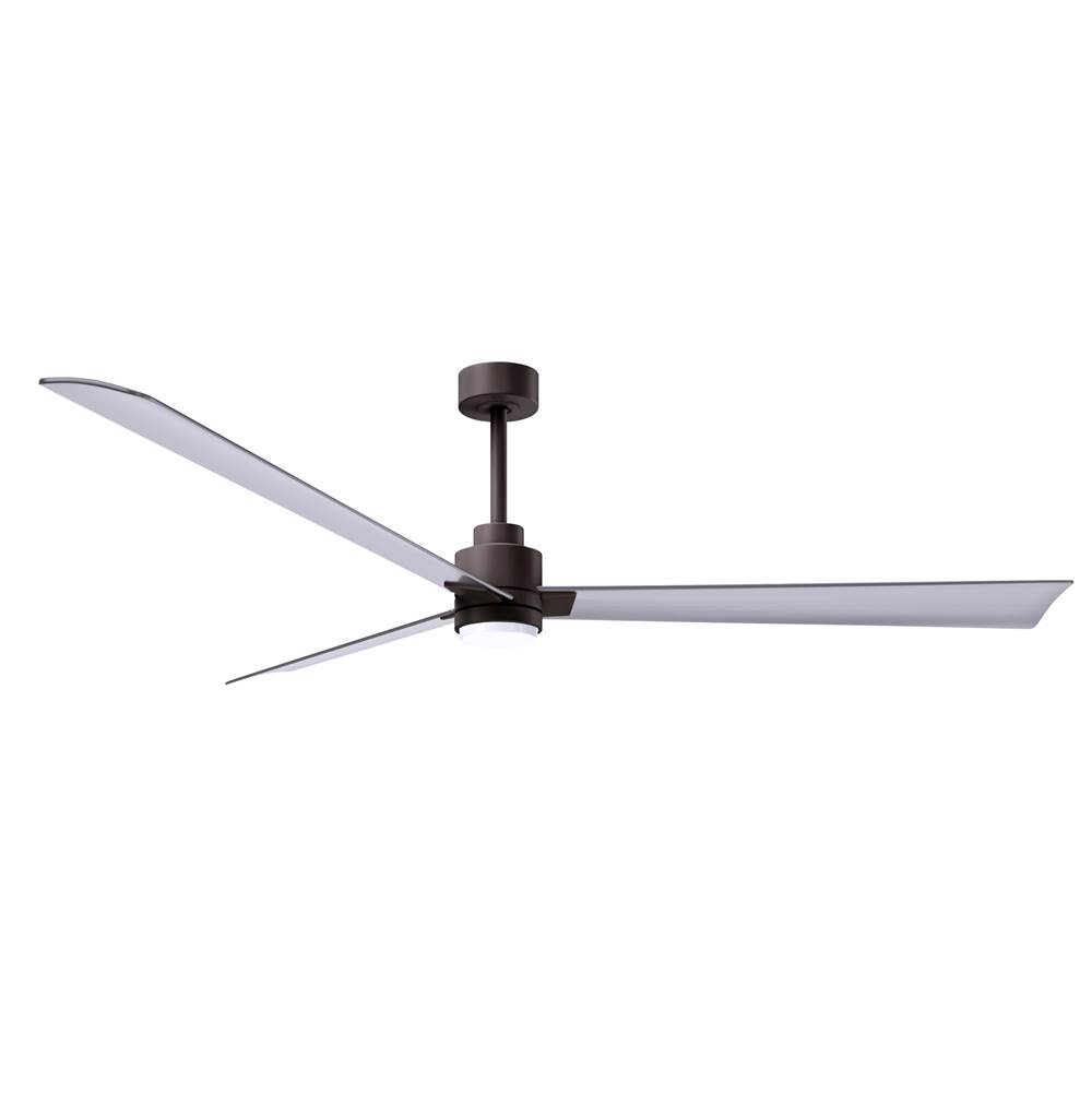 Matthews Fan Company Alessandra 3-blade transitional ceiling fan in textured bronze finish with brushed nickel blades. Optimized for damp location