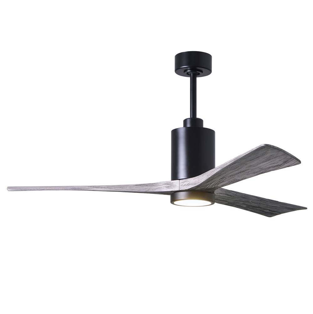 Matthews Fan Company Patricia-3 three-blade ceiling fan in Matte Black finish with 60'' solid barn wood tone blades and dimmable LED light kit