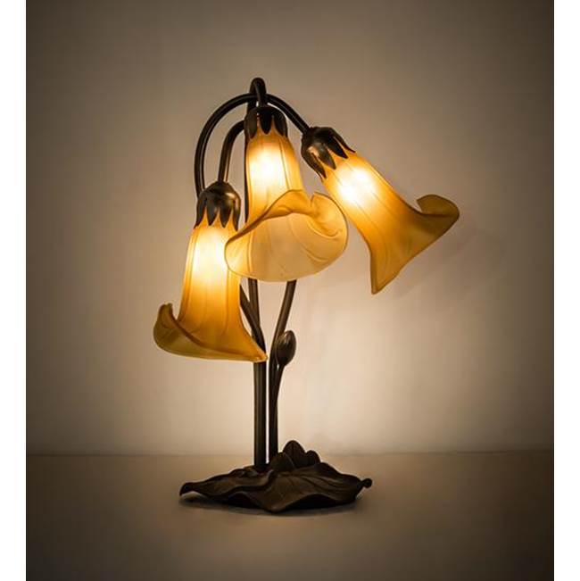 Meyda Tiffany 16'' High Amber Pond Lily 3 Light Table Lamp