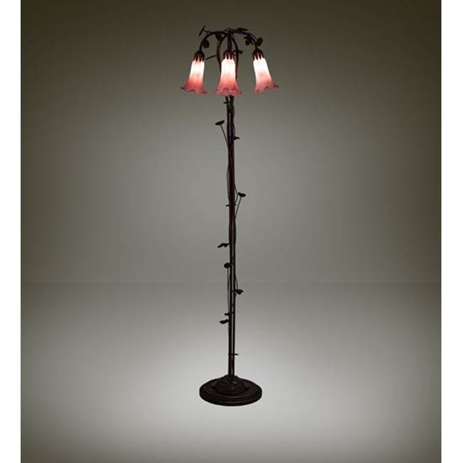 Meyda Tiffany 58'' High Pink Pond Lily 3 Light Floor Lamp