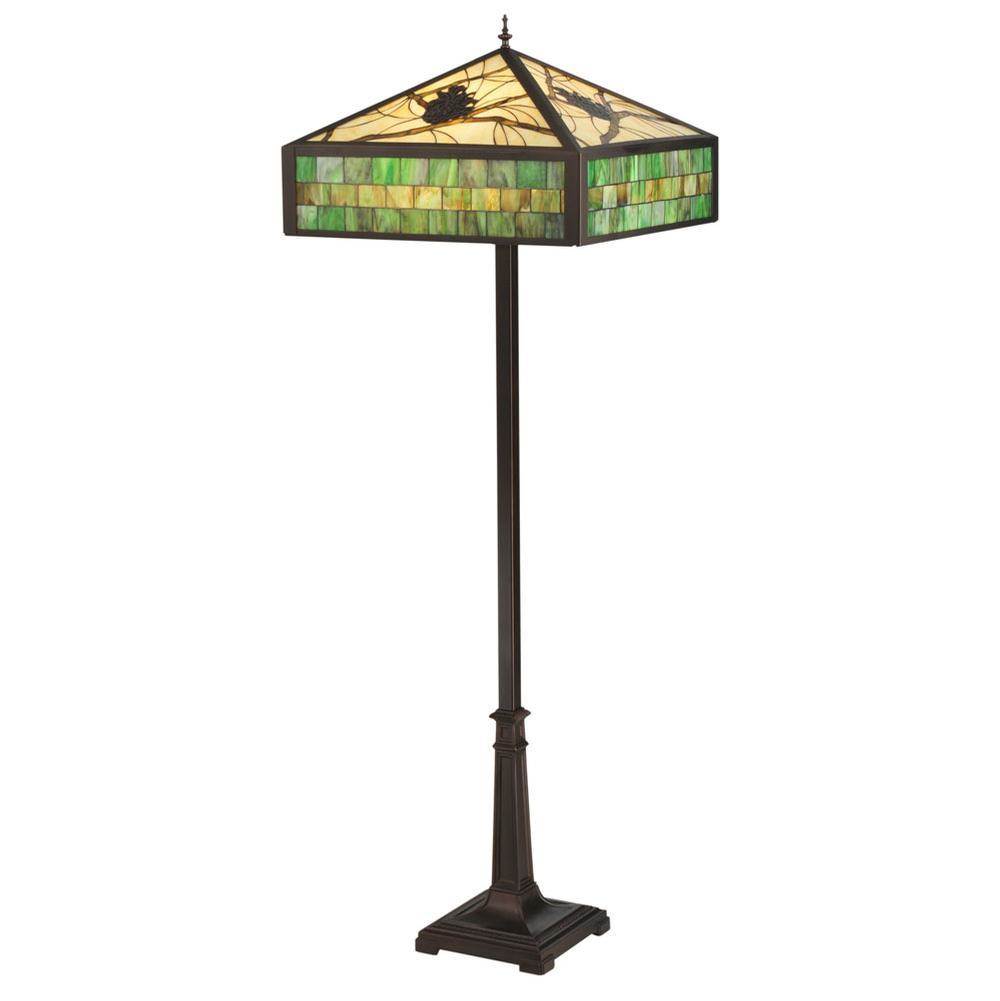 Meyda Tiffany 64.5''H Green Pine Branch Mission Floor Lamp
