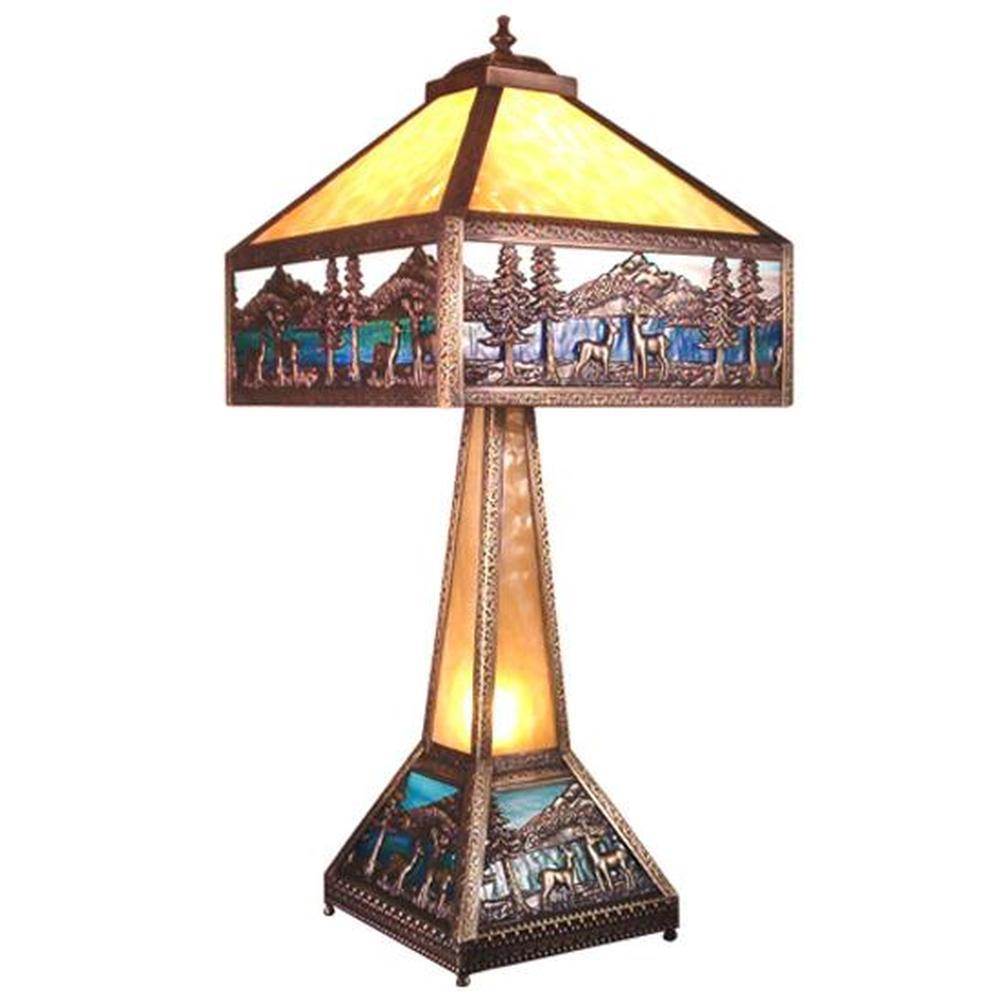 Meyda Tiffany 29'' High Deer Lodge Lighted Base Table Lamp