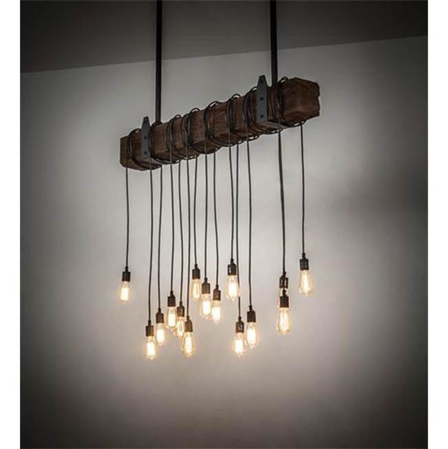 Meyda Tiffany 48'' Long Wood Beam 15 Light Pendant