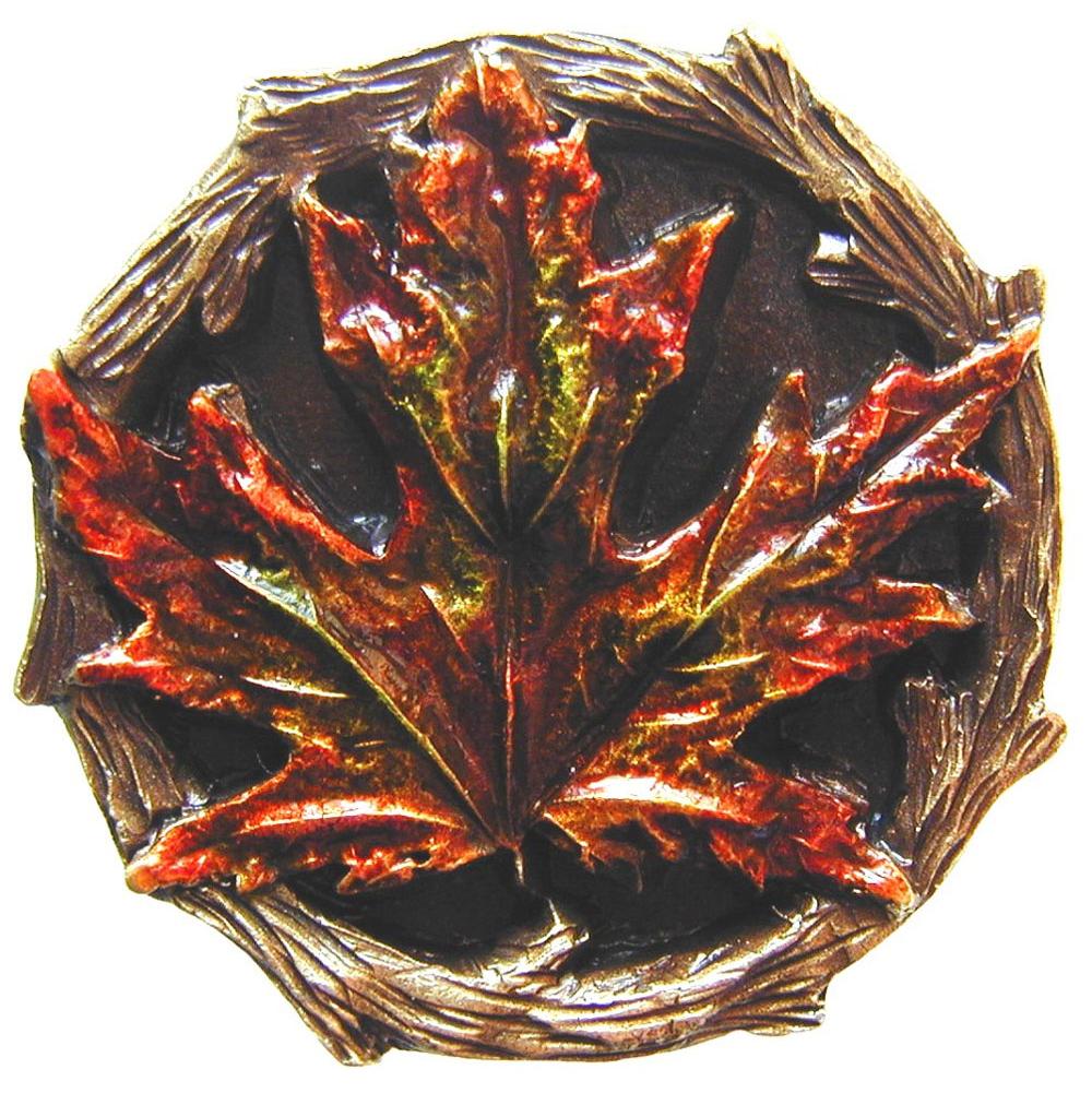 Notting Hill Maple Leaf Knob Hand-tinted Antique Brass