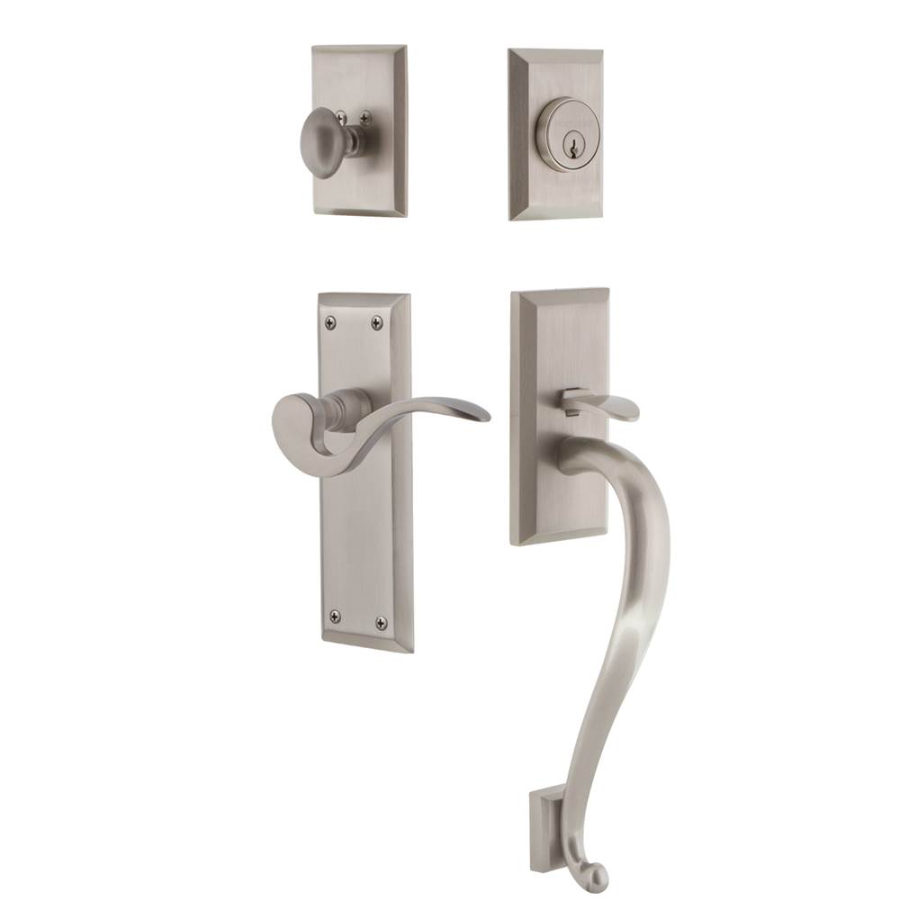 Nostalgic Warehouse Nostalgic Warehouse New York Plate S Grip Entry Set Manor Lever in Satin Nickel