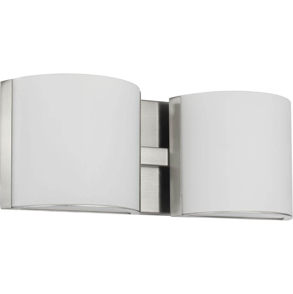 Progress Lighting Arch LED Collection Two-Light Brushed Nickel Etched Glass Modern Bath Vanity Light