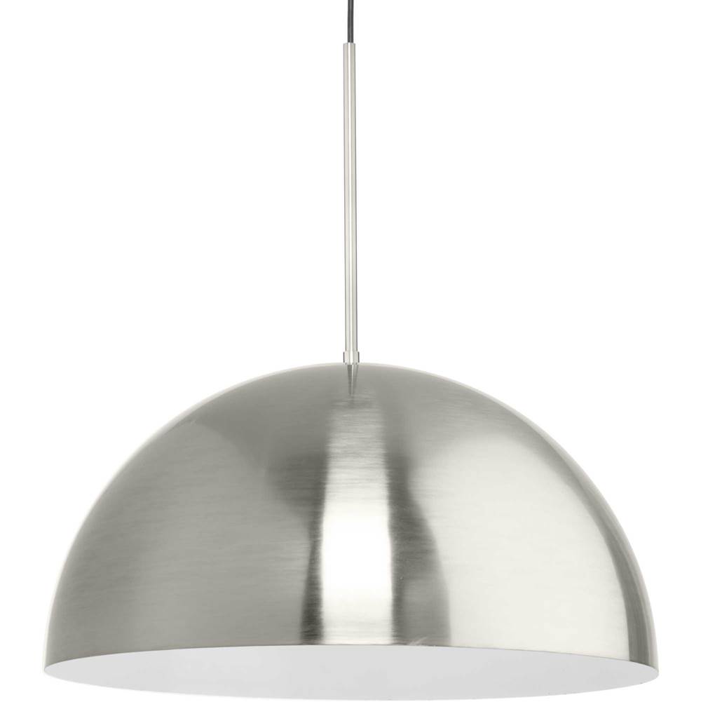 Progress Lighting Perimeter Collection One-Light Brushed Nickel Mid-Century Modern Pendant with metal Shade