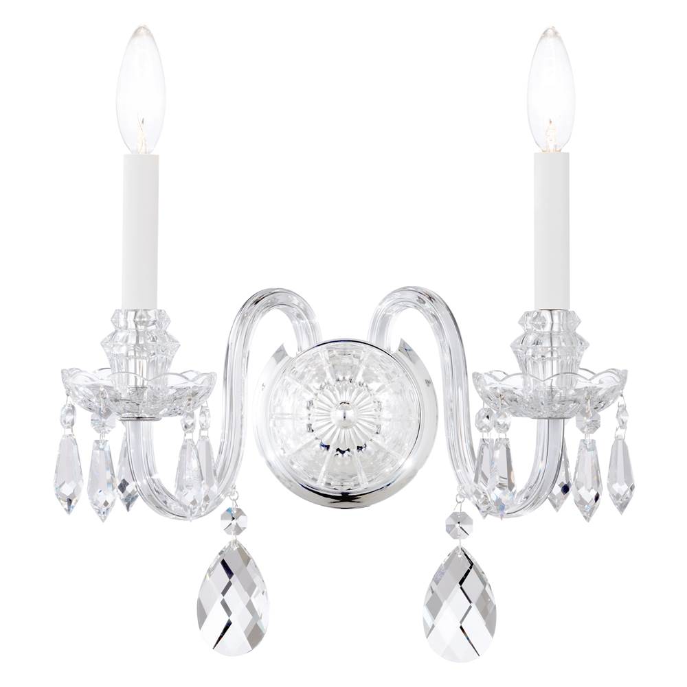 Schonbek Hamilton Nouveau 2 Light 120V Wall Sconce in Polished Silver with Clear Heritage Handcut Crystal