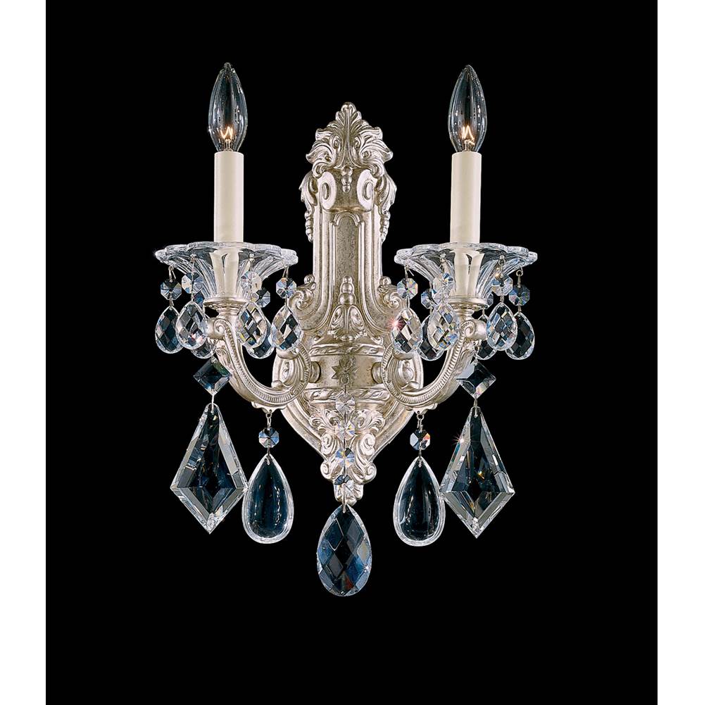 Schonbek La Scala 2 Light 120V Wall Sconce in Antique Silver with Clear Radiance Crystal