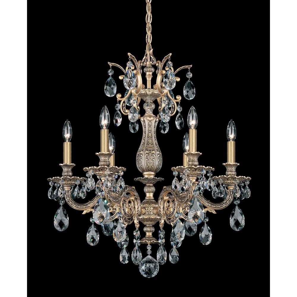Schonbek Milano 6 Light 120V Chandelier in French Gold with Clear Radiance Crystal