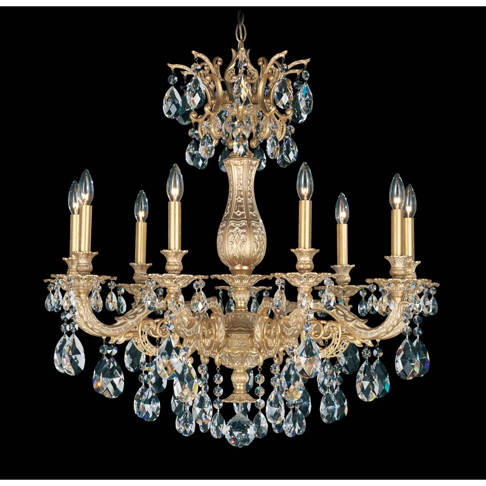 Schonbek Milano 9 Light 120V Chandelier in Antique Silver with Clear Radiance Crystal