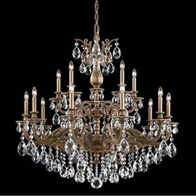 Schonbek Milano 15 Light 110V Chandelier in Etruscan Gold with Clear Heritage Crystals