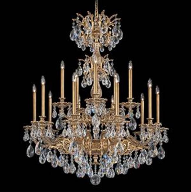 Schonbek Milano 15 Light 110V Chandelier in Parchment Gold with Clear Heritage Crystals