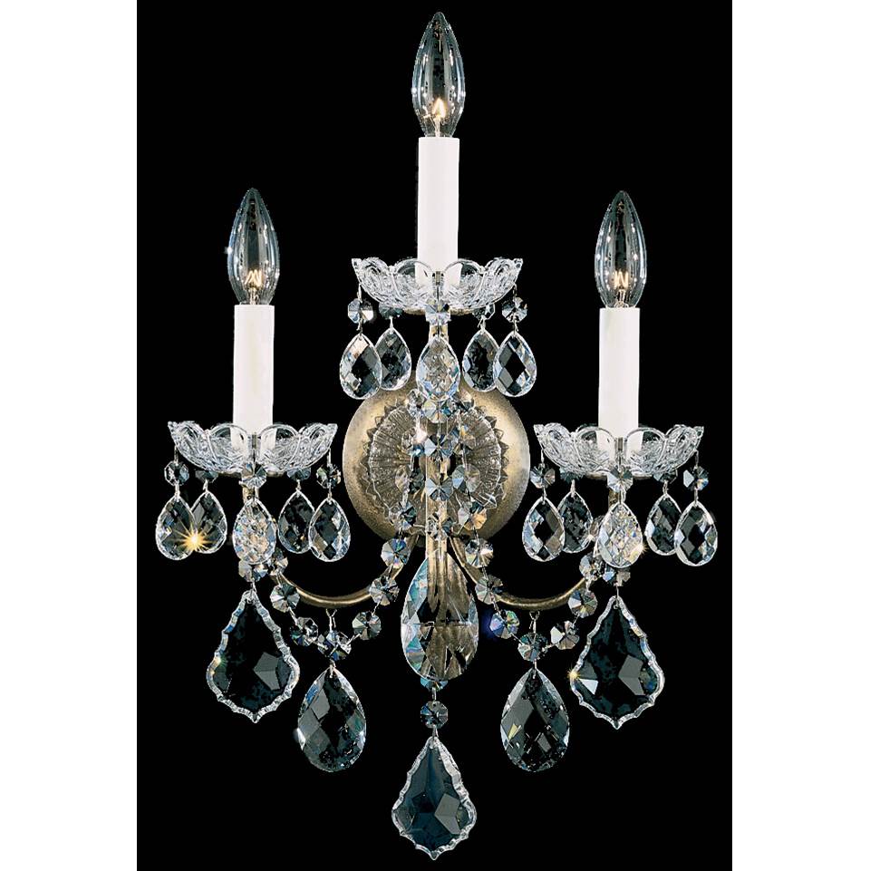 Schonbek New Orleans 3 Light 120V Wall Sconce in Etruscan Gold with Clear Radiance Crystal