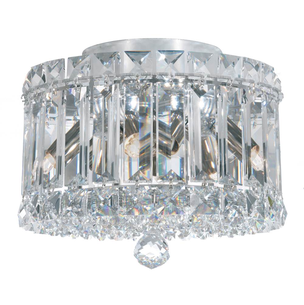 Schonbek Plaza 4 Light 120V Flush Mount in Polished Stainless Steel with Clear Optic Crystal
