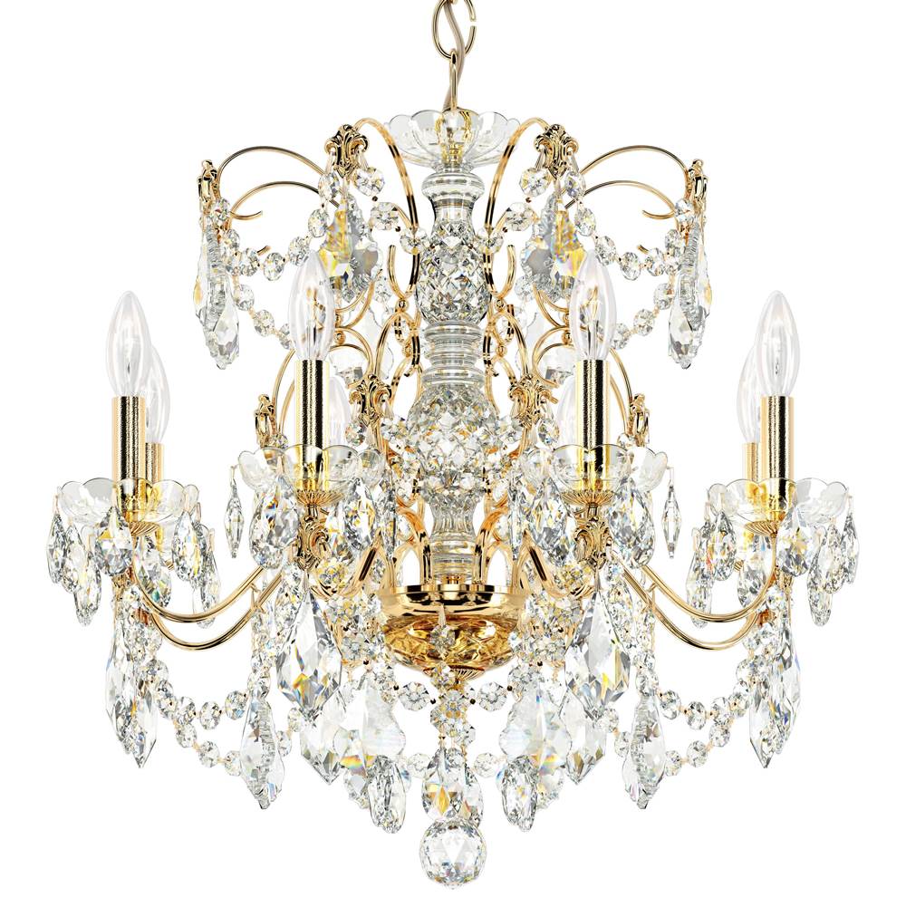 Schonbek Century 8 Light 110V Chandelier in Rich Auerelia Gold with Clear Heritage Crystal