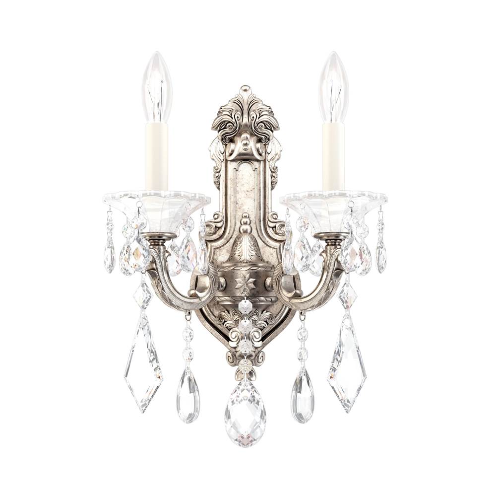 Schonbek La Scala 2 Light 110V Wall Sconce in Antique Silver with Clear Heritage Crystal