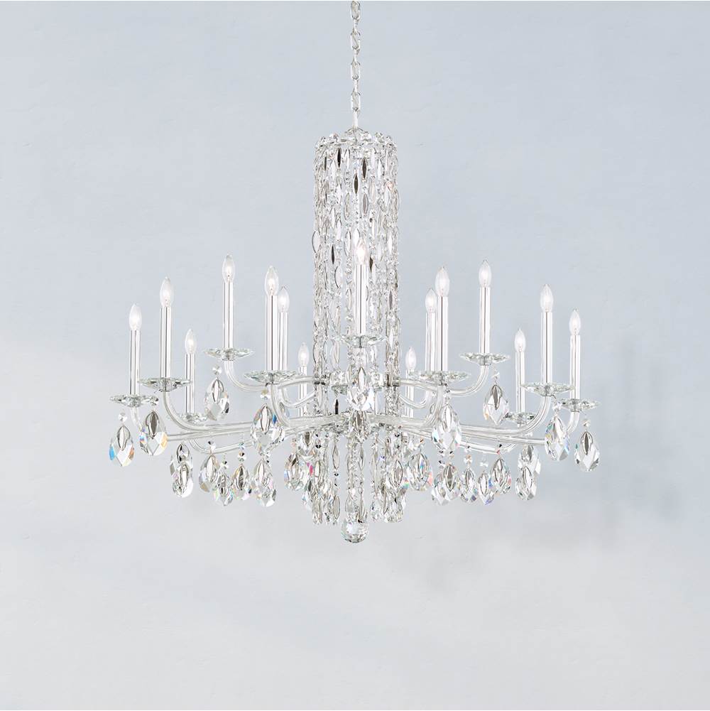 Schonbek Siena 15 Light 120V Chandelier (No Spikes) in Antique Silver with Clear Radiance Crystal
