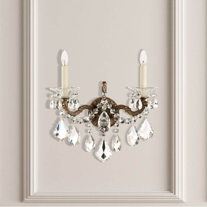 Schonbek La Scala 2 Light 110V Wall Sconce in French Gold with Clear Heritage Crystal