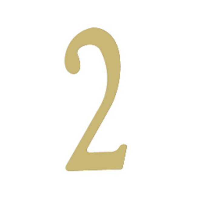 Special Lite 3 inch Brass Self Adhesive Address Number.  Number: 2