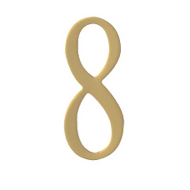 Special Lite 3 inch Brass Self Adhesive Address Number.  Number: 8