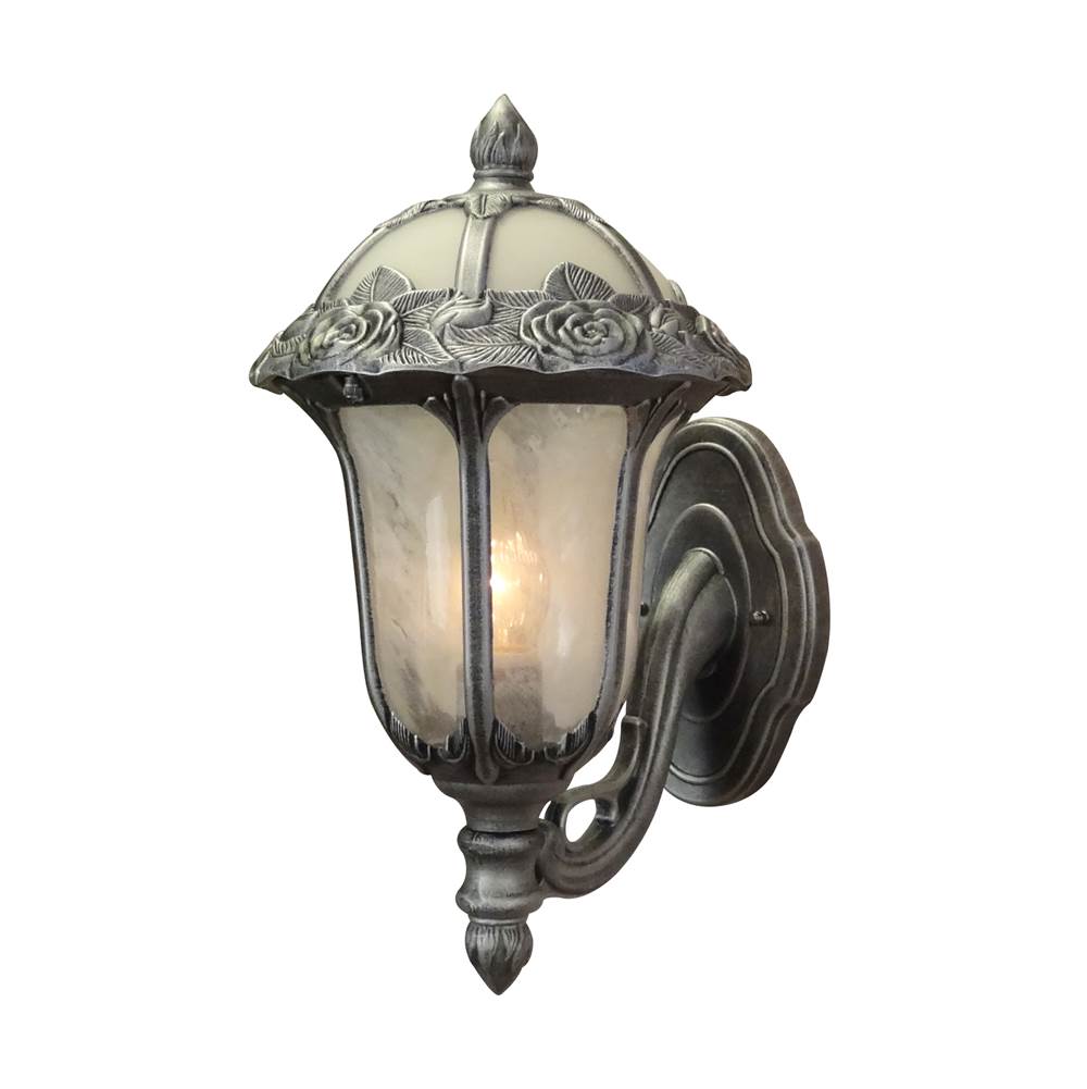 Special Lite Rose Garden F-1717-SW-AB Rose Garden Small Bottom Mount 1 Light with Alabaster Glass Outdoor Wall Lantern
