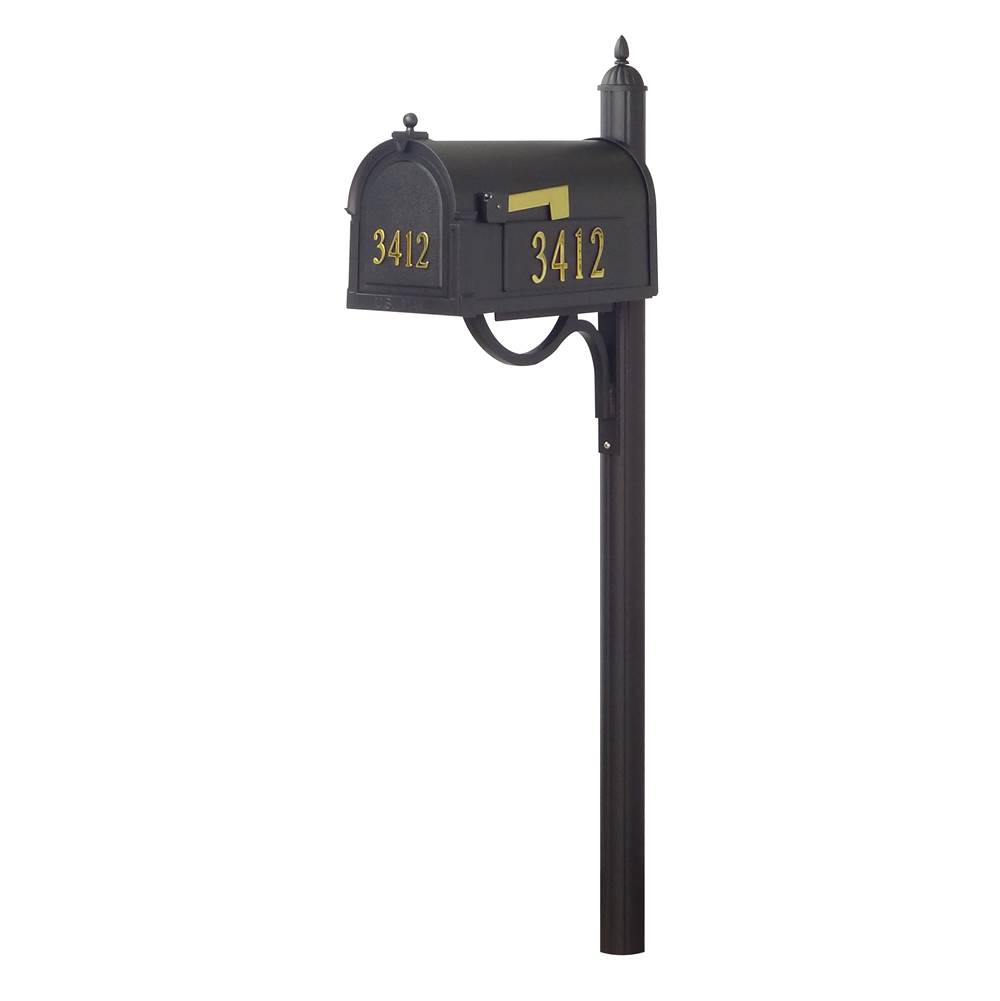 Special Lite Berkshire Curbside Mailbox with Front and Side Address Numbers and Richland Mailbox Post