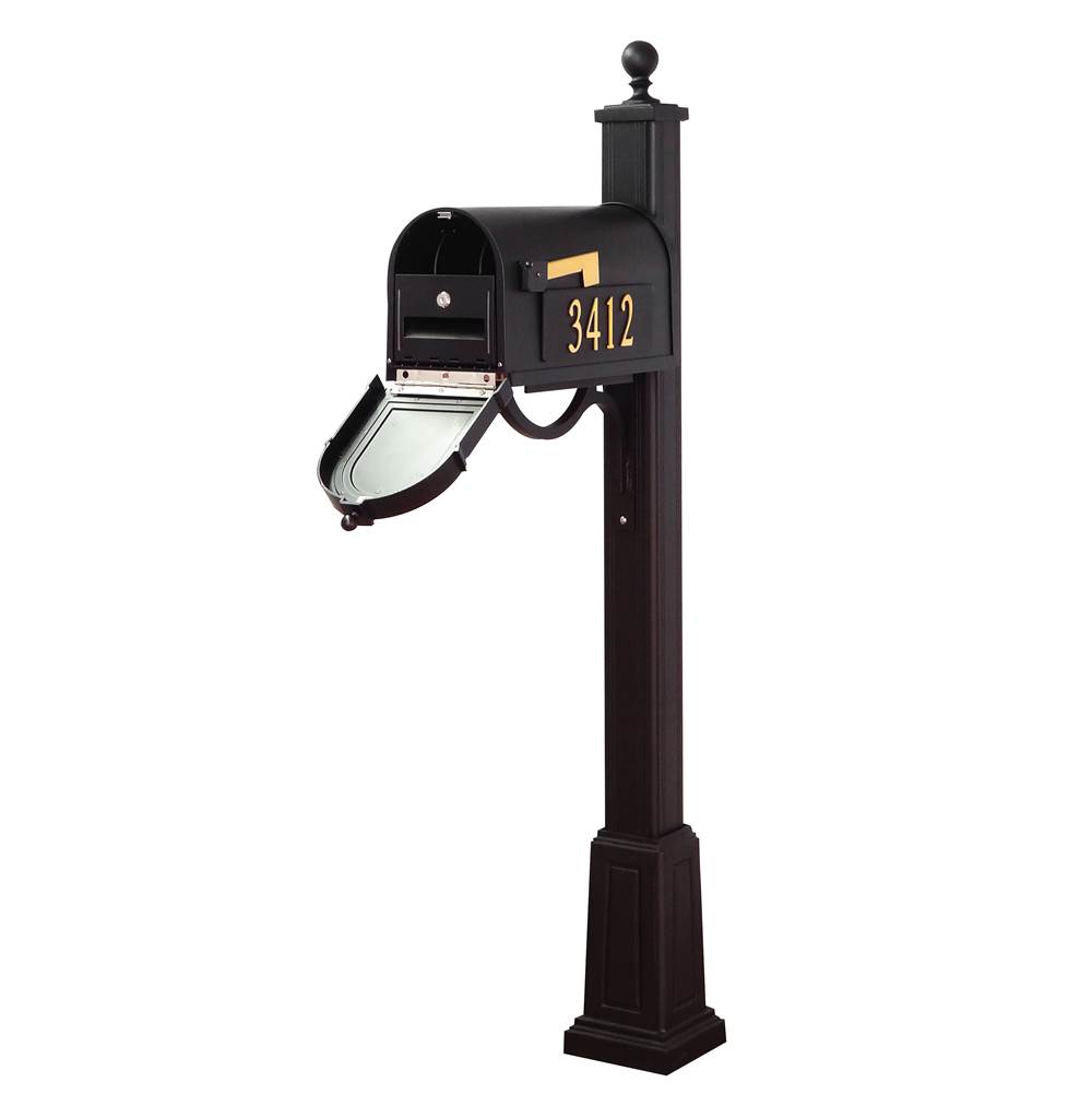 Special Lite Berkshire Curbside Mailbox with Front and Side Address Numbers, Locking Insert and Main Street Mailbox Post with Base